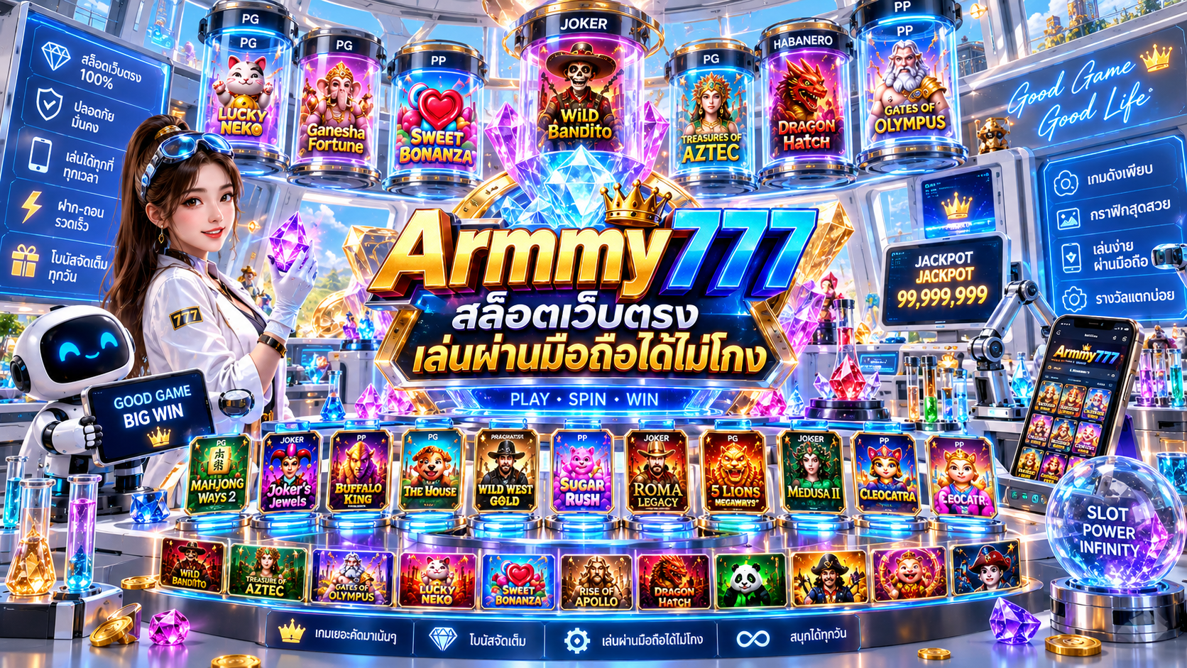 ตัวแม่คอนเฟิร์ม Armmy777 เว็บสล็อต ไม่ผ่านเอเย่นต์ เล่นง่ายไม่โกง ได้เงินจริง 100% เล่นสนุกทุกเพศ ทุกวัย รองรับการ เล่นผ่านมือถือได้ ทุกระบบ